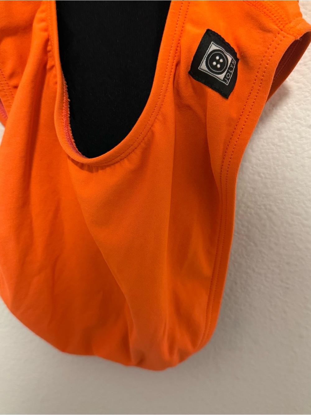 Jolyn Brandon 2 Fixed Back One Piece Swimsuit Neon Orange/ Green Size 30 4/6 - Picture 5 of 6